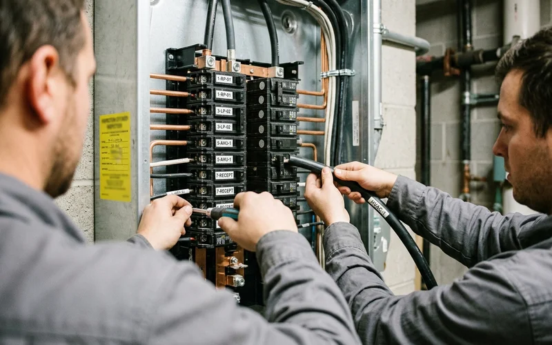 Three-phase 120/208V distribution section with bolt-on breakers