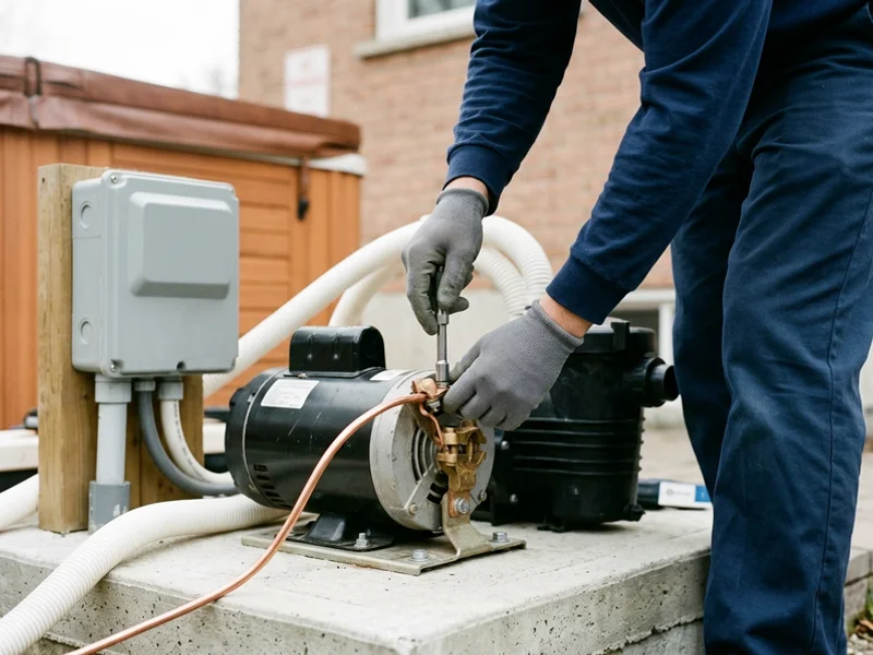 Bonding conductor connected to the hot tub equipment pad