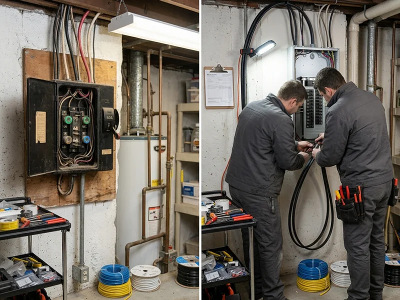 Century home basement with an original 60A fuse service before upgrade