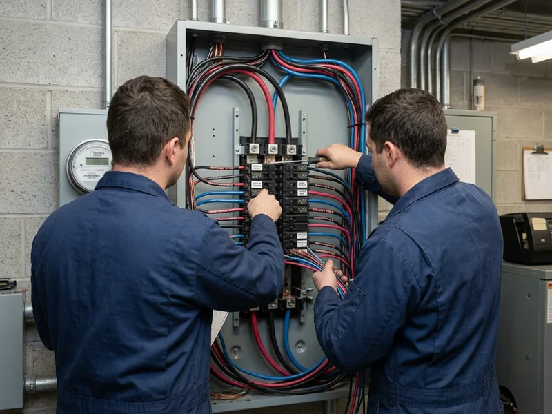 Commercial kitchen distribution panel with feeders labelled by appliance