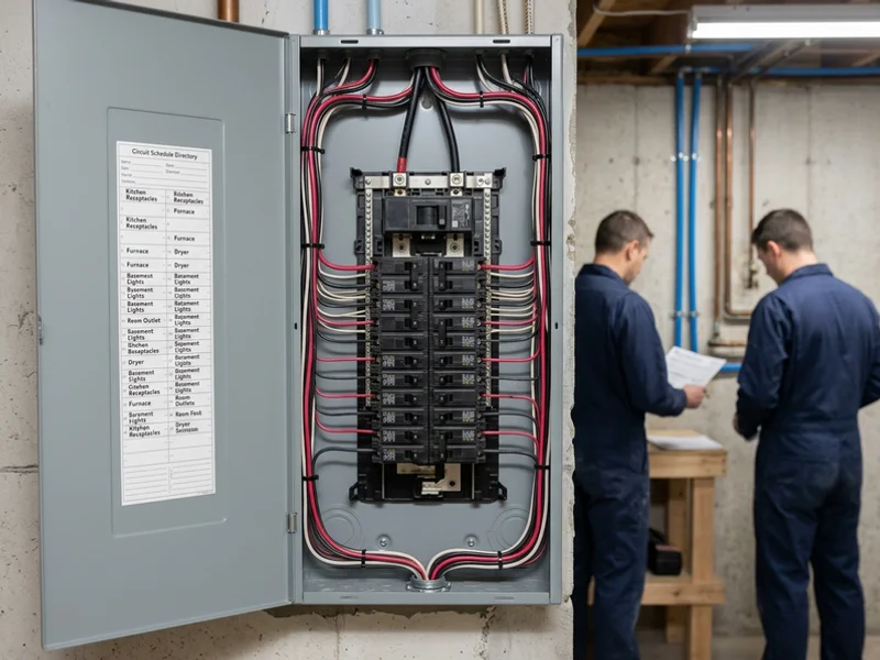 Completed 200A 42-circuit panel with a labelled schedule