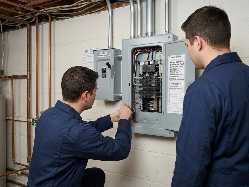 Completed 60A suite subpanel with separate disconnect and labelled schedule