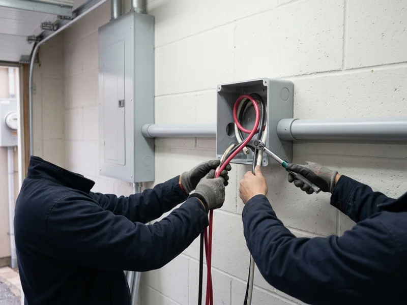 Dedicated 50A EV branch circuit run in conduit to a garage wall