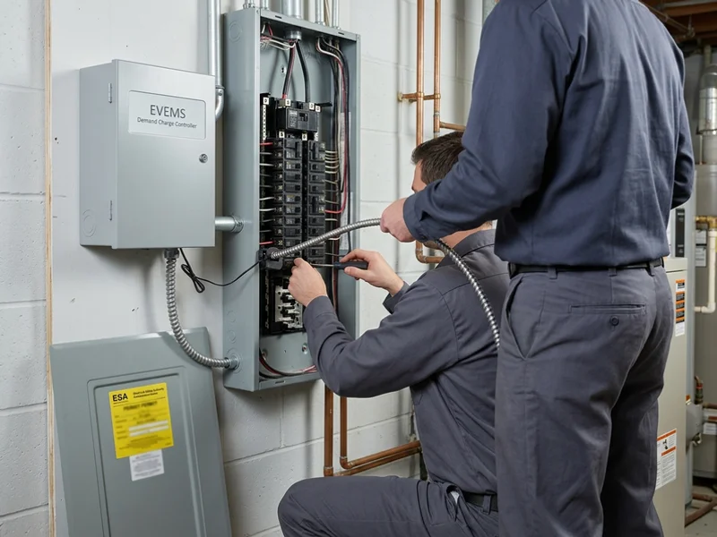 EVEMS demand charge controller mounted beside a load centre