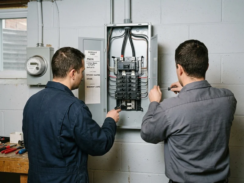 New 100A breaker panel with a labelled schedule after the upgrade