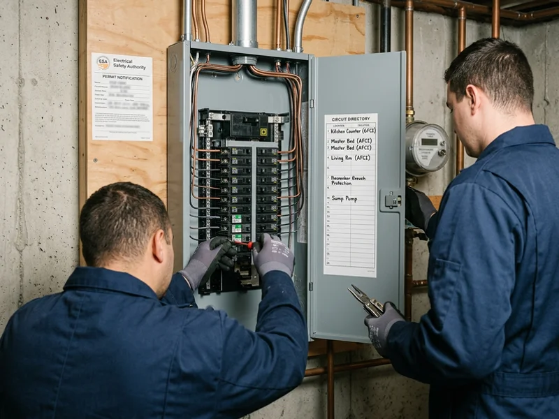 New breaker panel with AFCI and GFCI protection where the fuse block used to sit