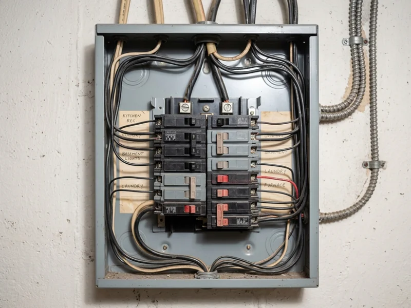 Original 100A load centre with full breaker positions before the upgrade