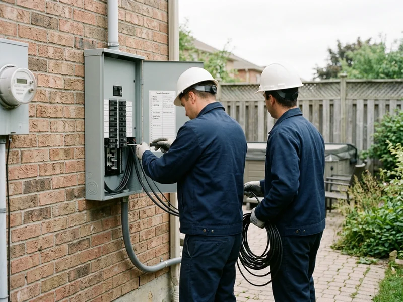 Outdoor-rated subpanel feeding the hot tub circuit