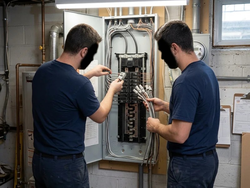 Remediated aluminum terminations with approved connectors inside a new load centre