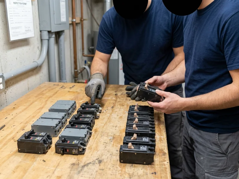 Square D and Eaton breakers laid out for a brand comparison