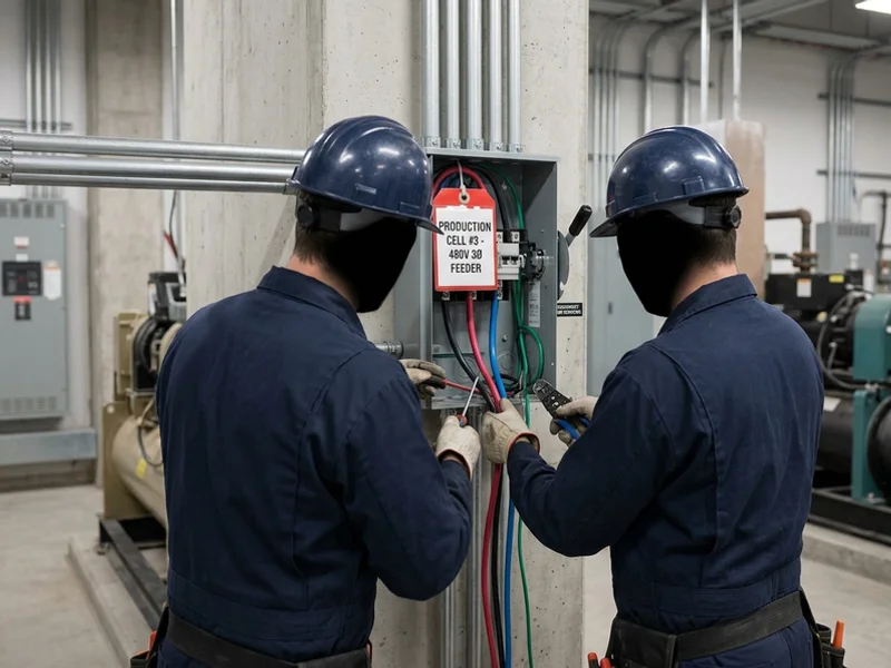 Three-phase machine feeder run to a production cell with a local disconnect