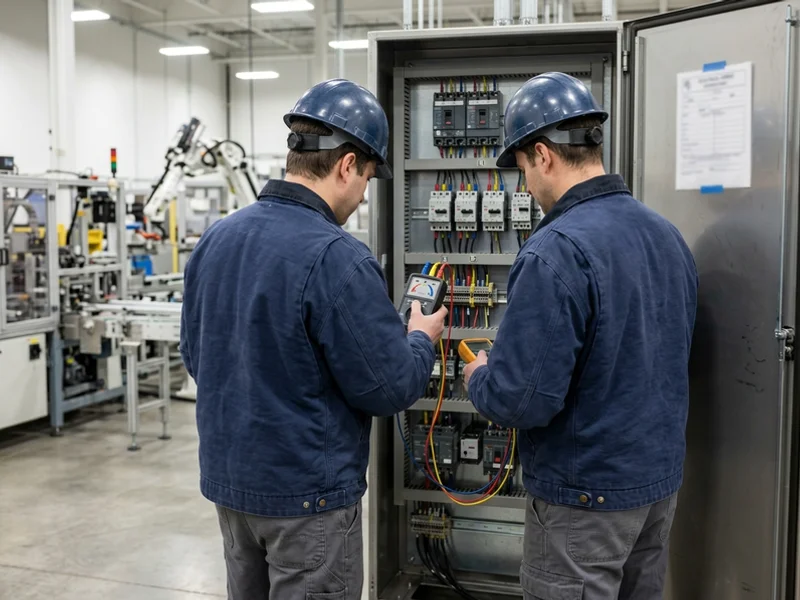 Crew verifying phase rotation at a production cell before first start