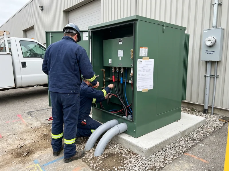 Utility transformer pad and primary conduit entry for a three-phase service